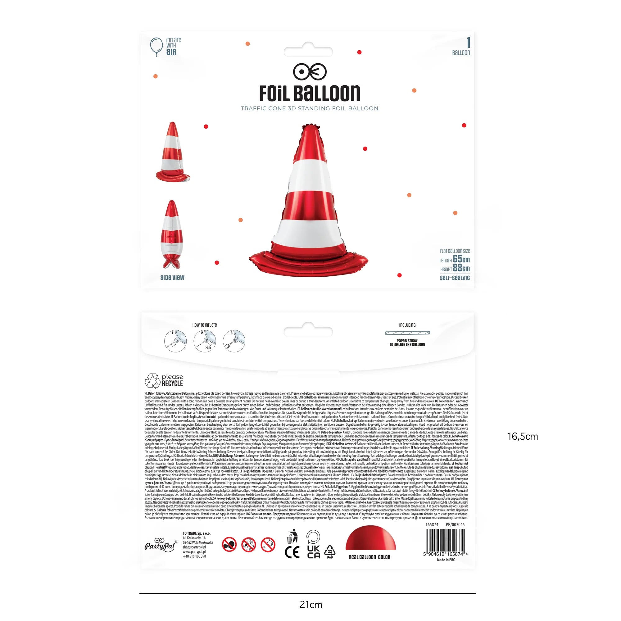 Stāvošs folijas balons - ceļa konuss