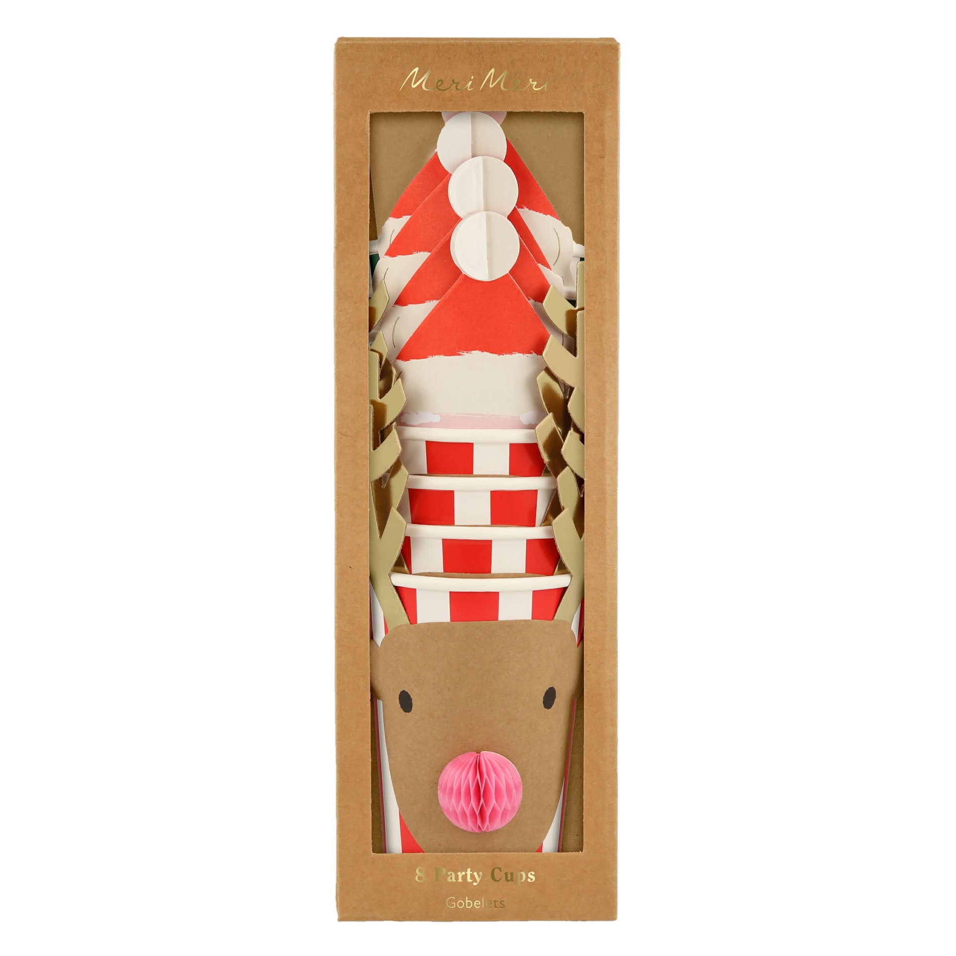 Krūzītes - ar Ziemassvētku vecīti un ziemeļbriedi (x8)