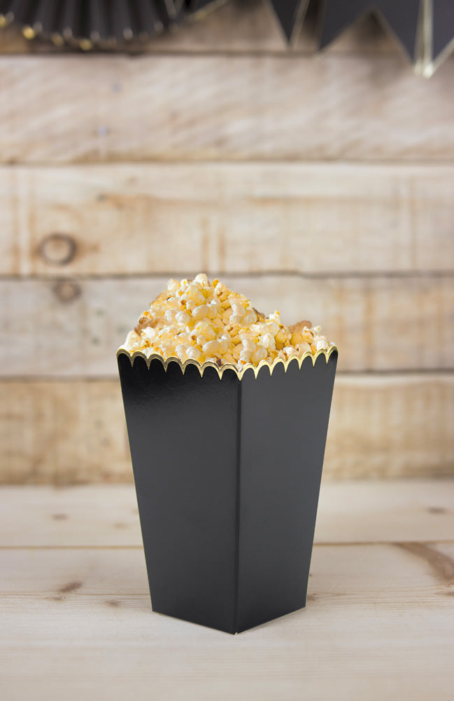 Melni ēdienu trauciņi ar zelta apdari (x8)