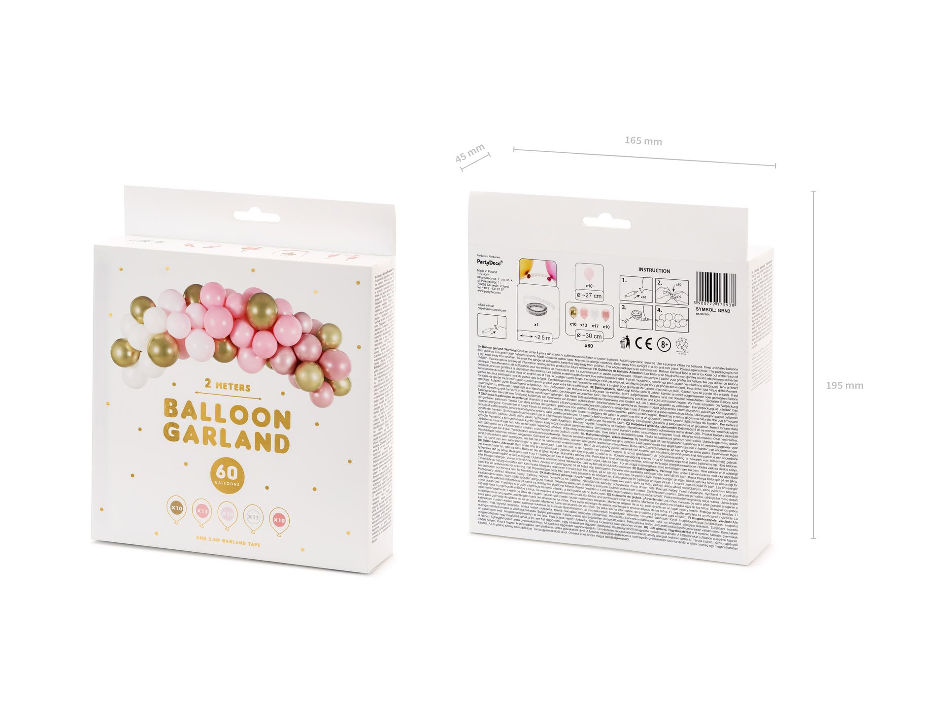 Rozā toņu balonu virtene (x60)