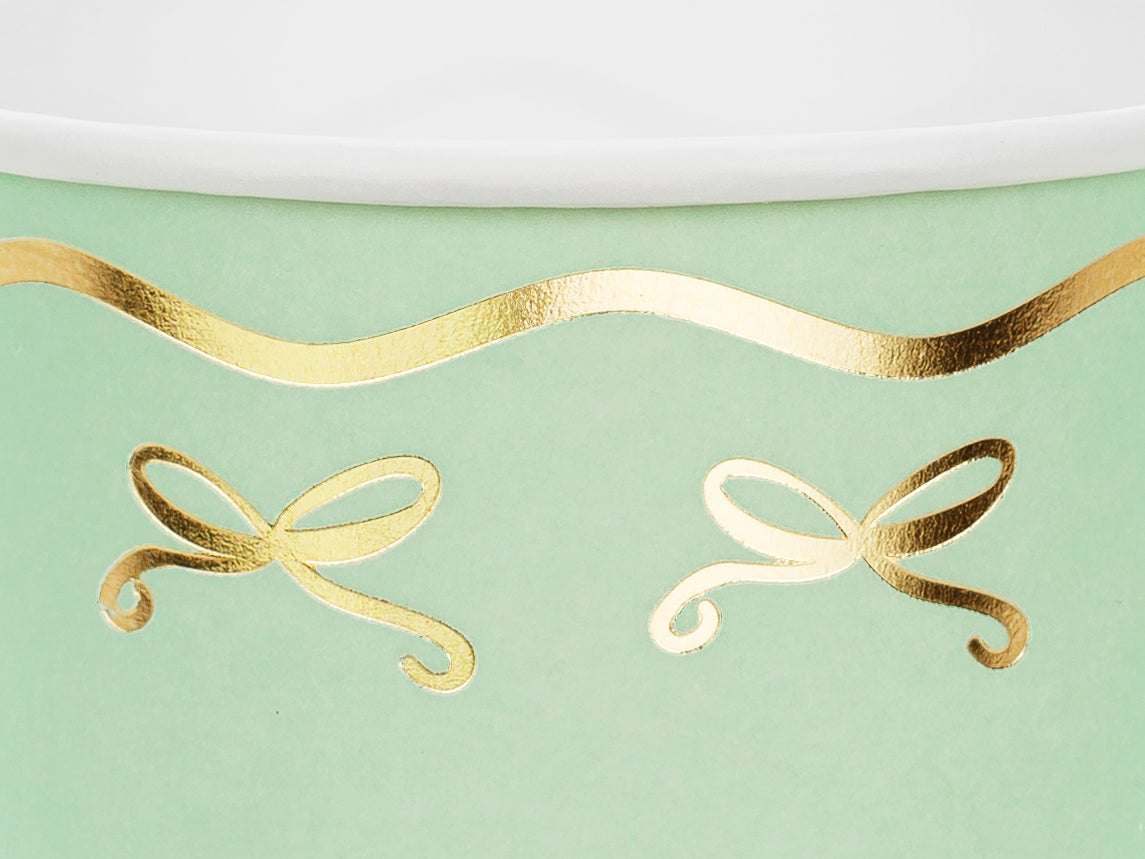 Krūzītes pasteļkrāsās ar zelta lentītēm (x6)