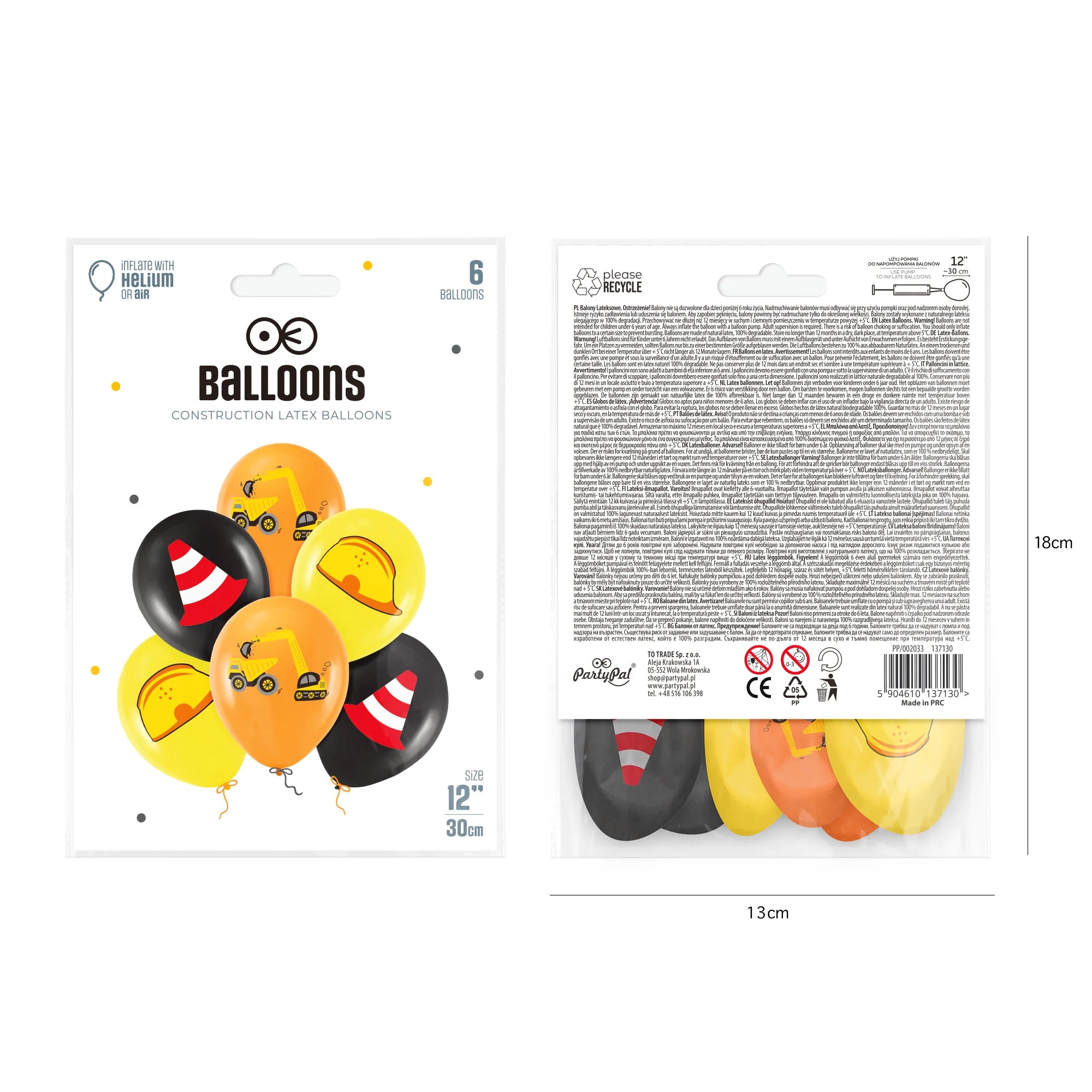 Balonu komplekts - būvdarbu tematikā (x6)